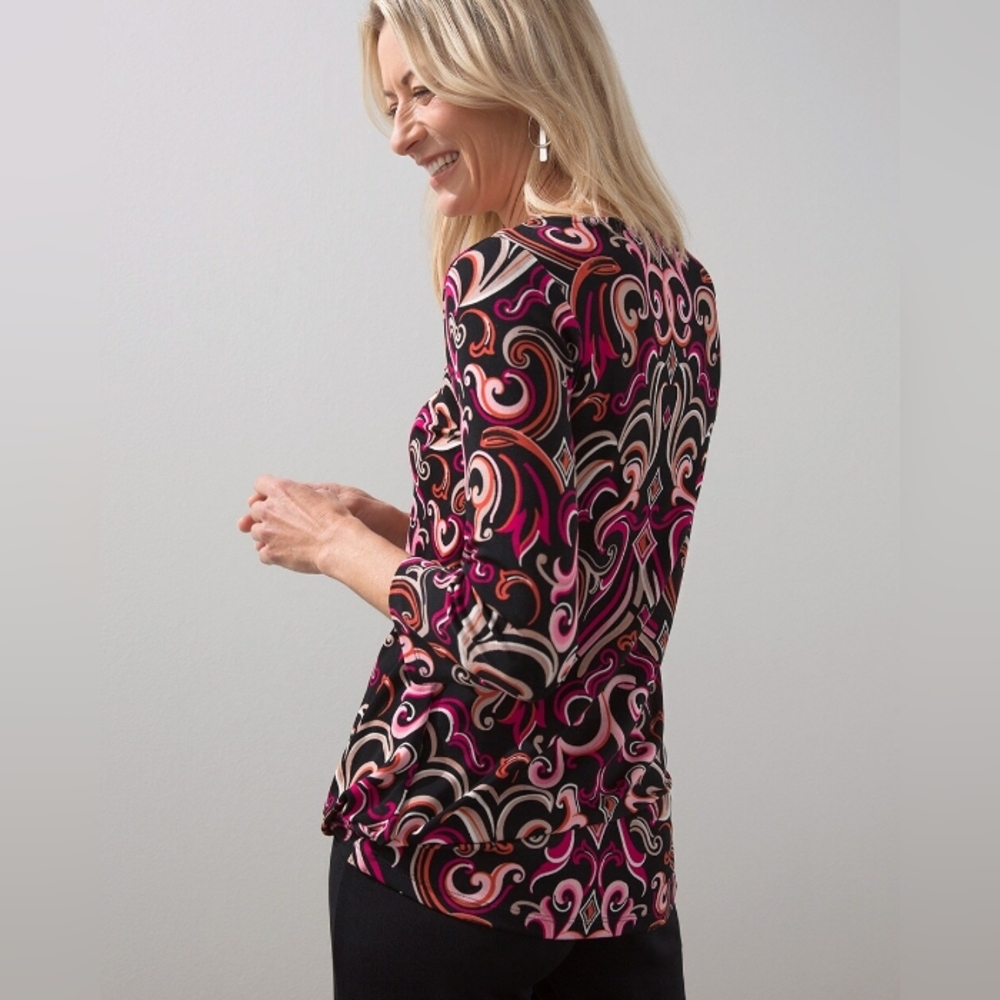 Chico's Scroll Print top - Picture 3 of 16